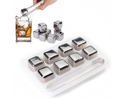 Set van 8 roestvrijstalen ijsblokjes -Herbruikbare Roestvrij Stalen IJsblokjes voor Whiskey en Wijn