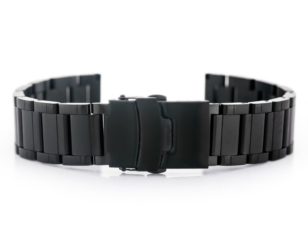 Pacific Model 10 - Horlogebandje - Zwart - 22mm - Staal