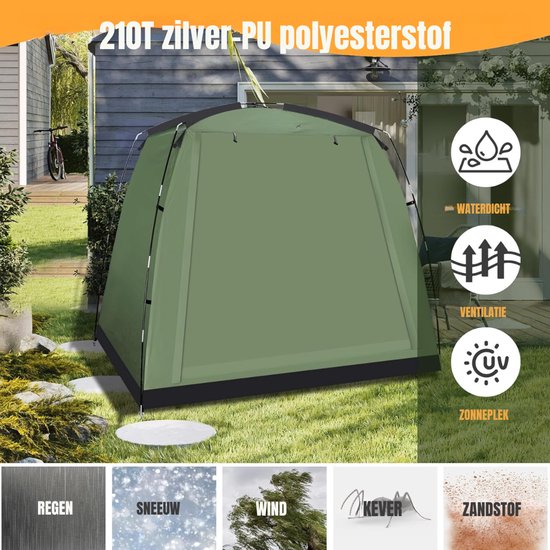 GTB® Fietsenberging - Fietsenstalling - Fietsenhok - Legergroen - 220cm x 150cm x 175cm van gtb — afbeelding 2