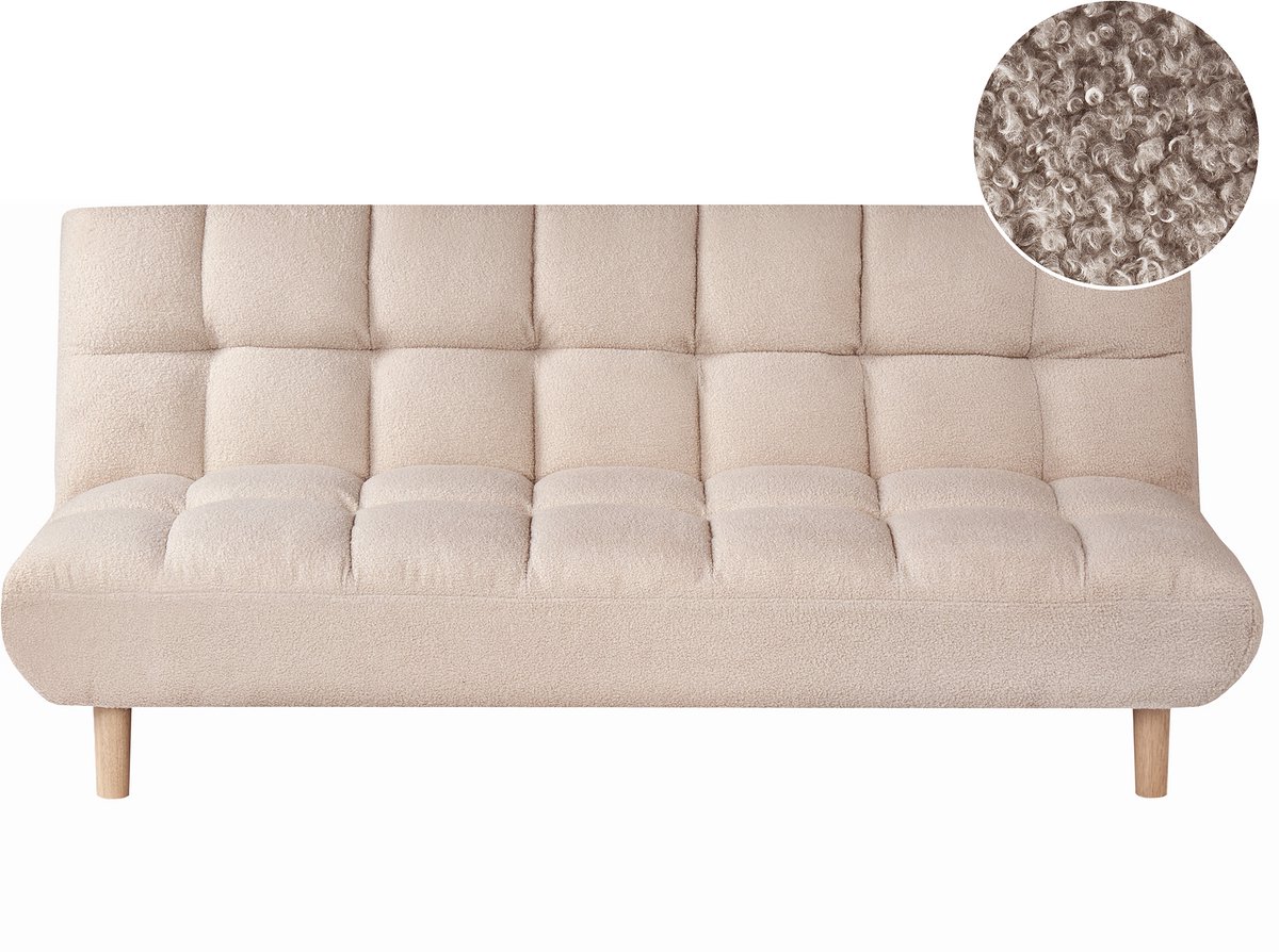 Beliani RISOR - Slaapbank - Beige - Bouclé