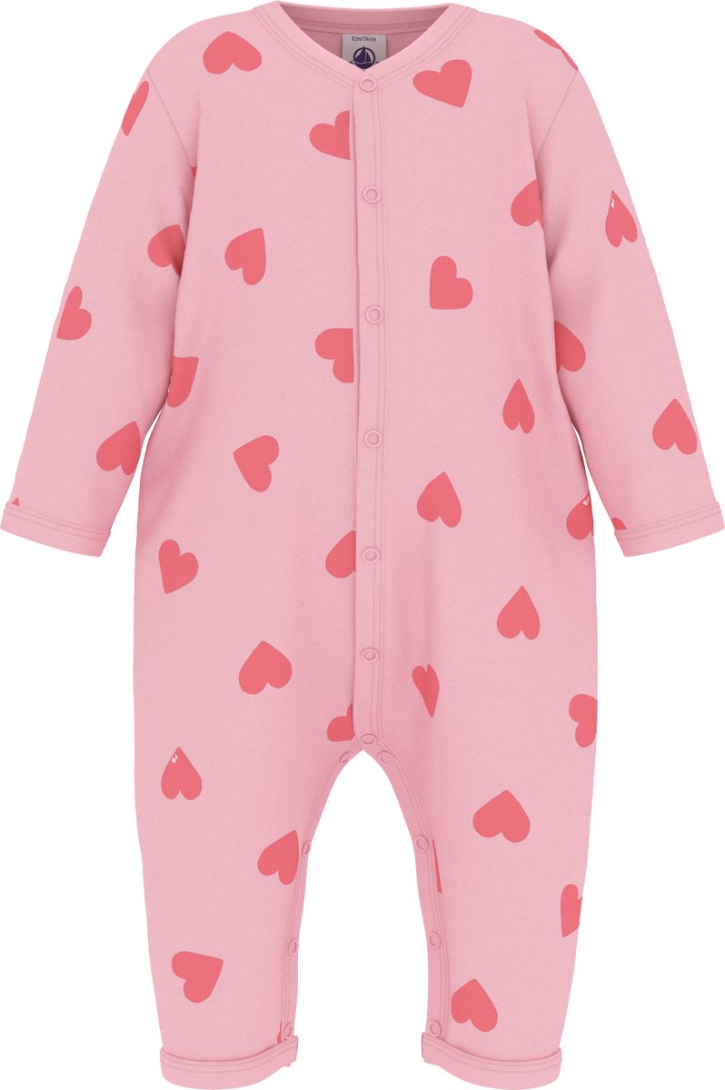 Petit Bateau Katoenen babypyjama zonder voetjes met hartjesprint Meisjes Boxpak - Roze/Oranje