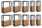 SMH LINE® Brandhoutrek - Houtopslag - Zwart - 80x150x25cm - Metaal - Binnen & Buiten