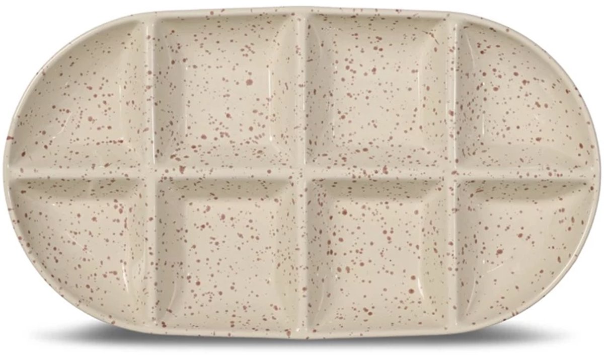Sagaform Ditte aperoschaal ovaal 36x20cm beige / bordeaux