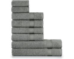 nottoc Handdoekenset 8-delig – Zilvergrijs, 100% Katoen, Luxe Absorberende Bad- en Handdoeken