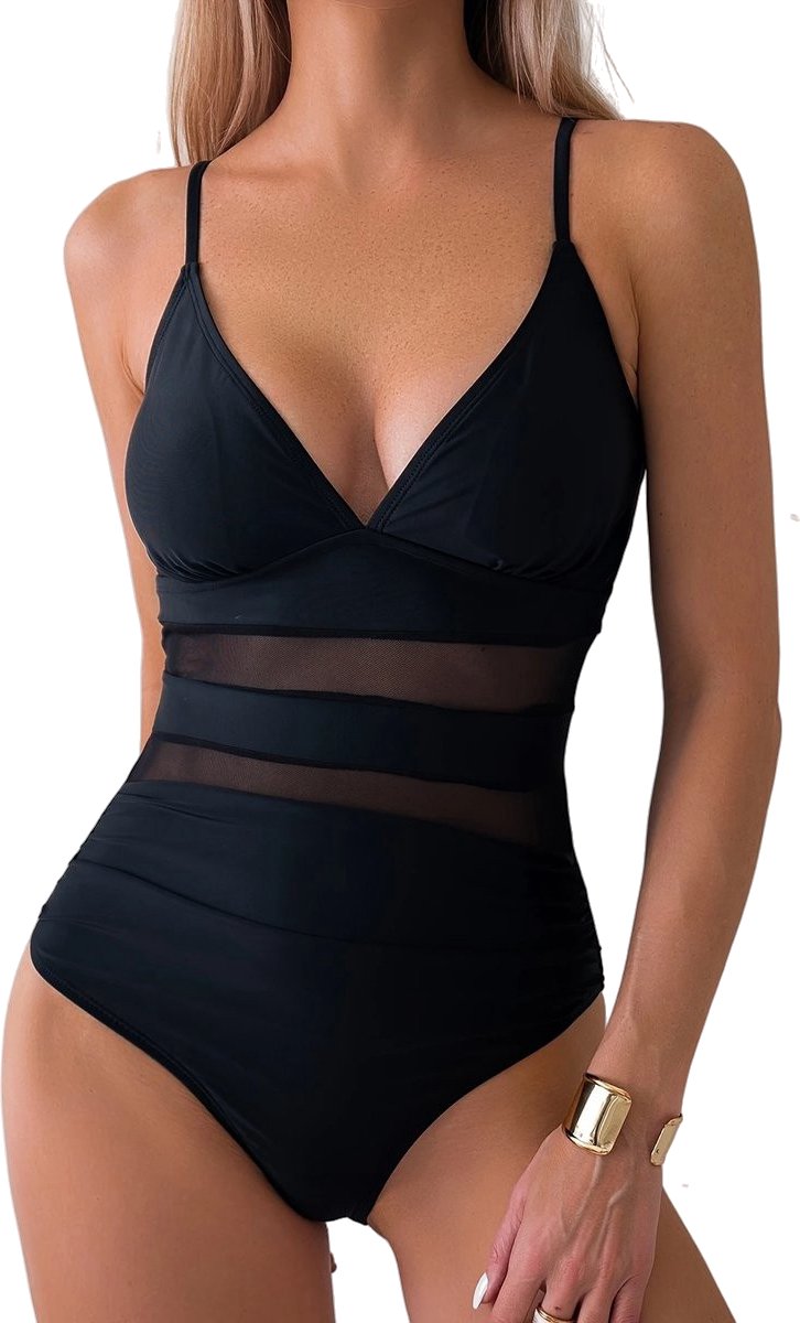 Badpak Elite - Corrigerend - Zwart - Doorschijnend - Bikini