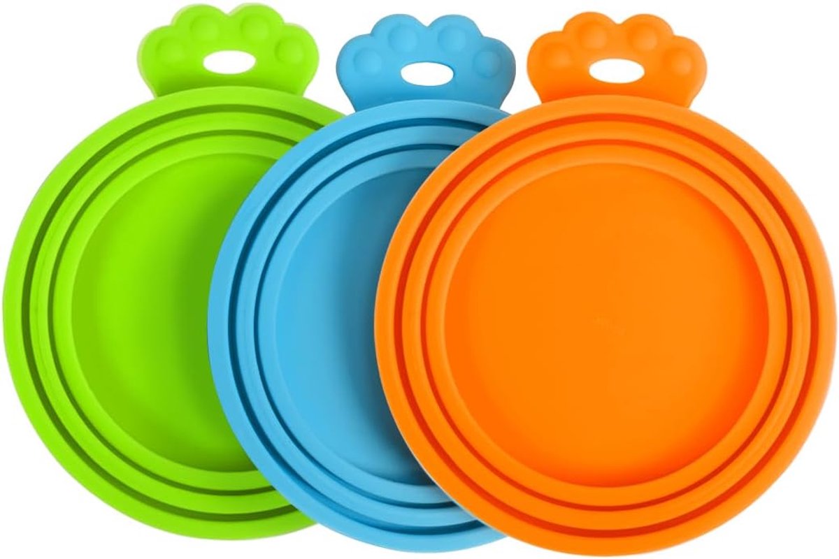 Sander Shop Pet Food Can Deksels Kattenvoer, siliconen deksels voor blikken voor honden en katten, 3 in 1 universele blikdeksels voor kattenvoer Hondenvoer, BPA-vrij, vaatwasmachinebestendig (3-pack)