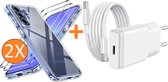 USB C Adapter 20W - USB C Snellader Met 1M USB C Kabel - Hoesje Geschikt voor Samsung Galaxy A57 transparant Anti Shock silicone hoesje met 2x screenprotector- Ntech COMBI-SET