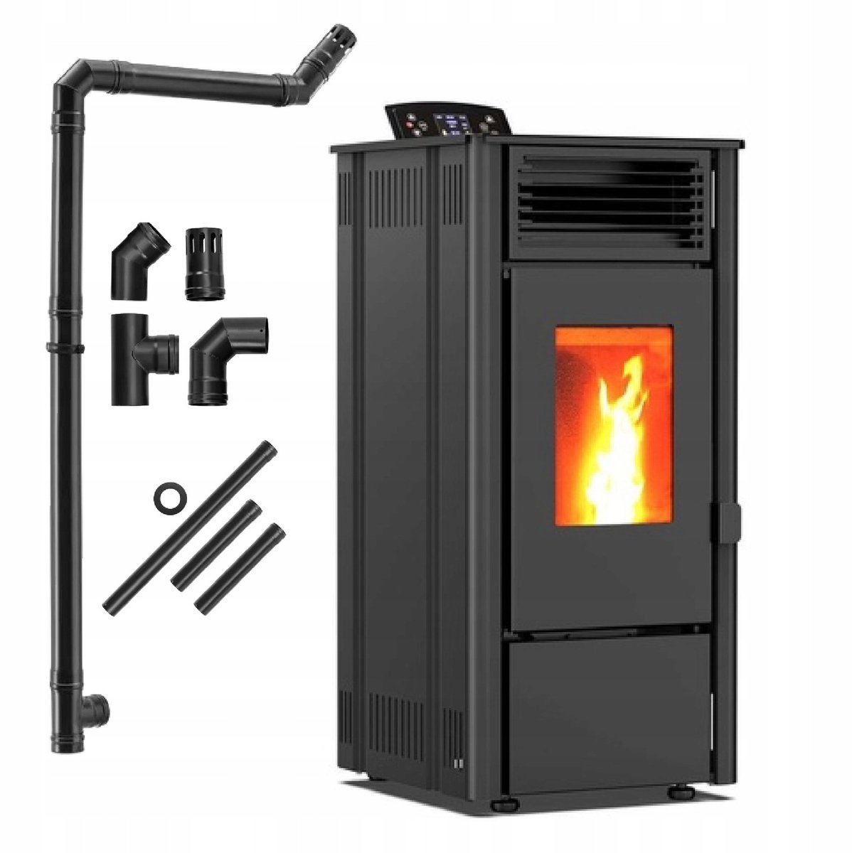 THUNDER Pelletkachel - Vrijstaand - 8,1 kW - WiFi - 16 kg reservoir - THUNDER SOPHIA-BLACK