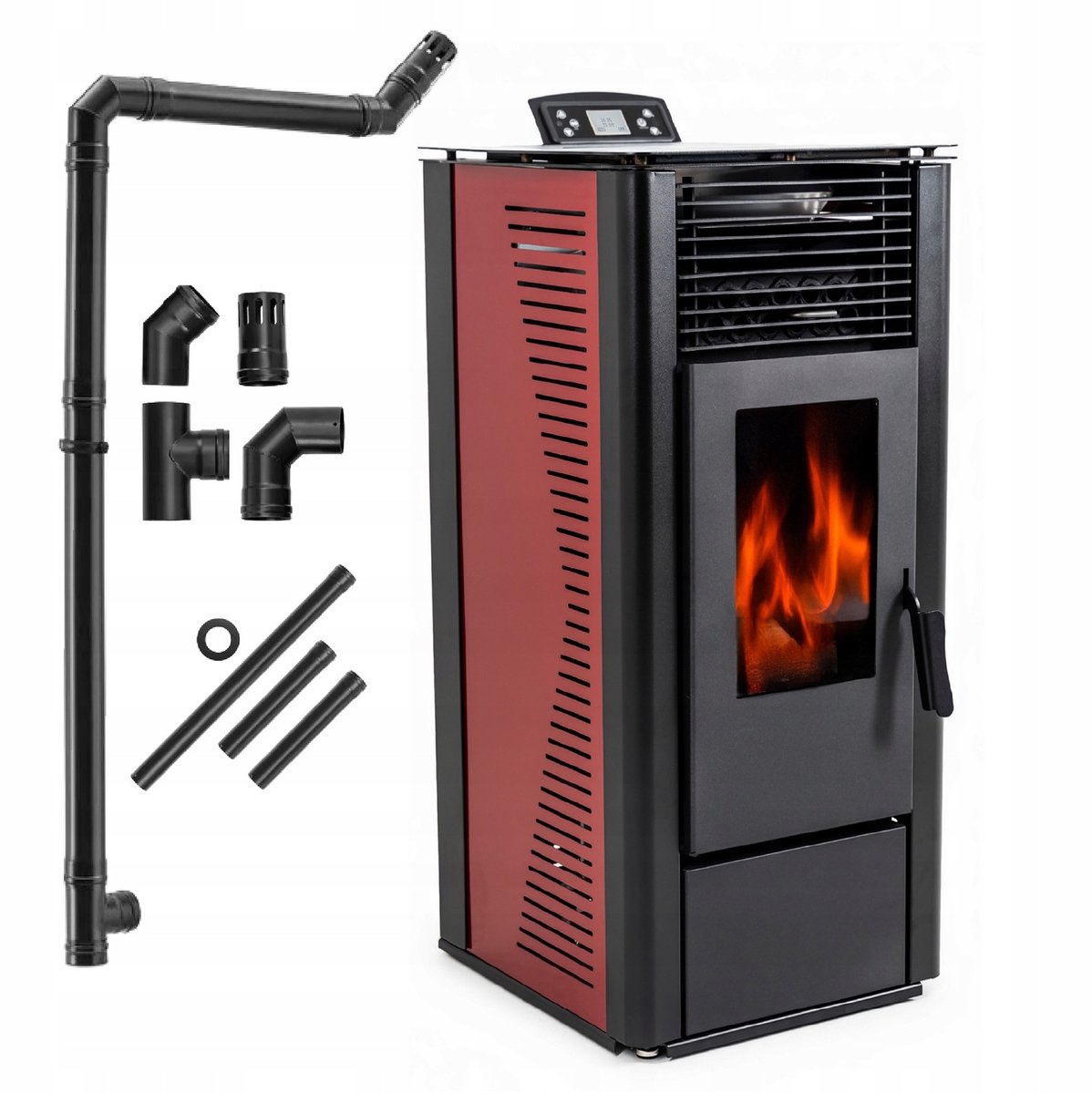 THUNDER Pelletkachel - Vrijstaand - 10 kW - WiFi - 20 kg reservoir - THUNDER KARMEN-RED