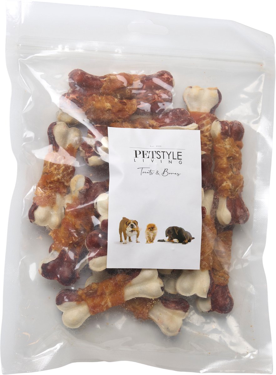 Petstyle Living Geperste Botten met Kip Meerkleurig 7.5cm - Hondensnacks - 20 Stuks