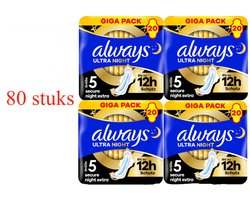 Always Maandverband Secure Extra Night Ultra Wings - 80 stuks