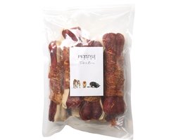 Petstyle Living Geperste Botten met Kip Meerkleurig 16cm - Hondensnacks - 6 Stuks