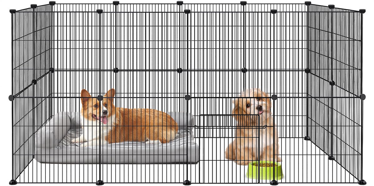 ACXIN Kleine Dieren Hok 35x35cm 24 Platen Met Deur - Voor Konijnen, Cavia's & Puppy's - Binnen & Buiten