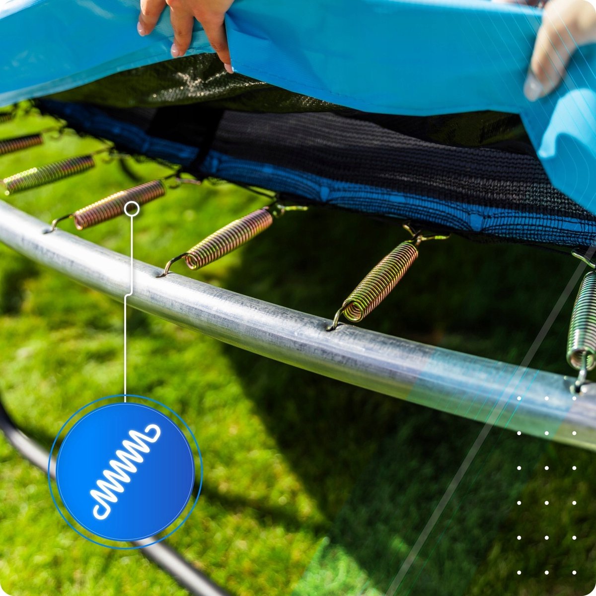 Thunder Trampoline 244 cm – Ronde Tuintrampoline – Max. 150 kg – Met Ladder – Blauw — afbeelding 2