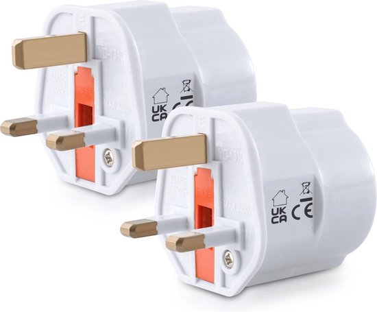 kwmobile 2x travel plug type G - Idéal pour voyager en Angleterre, Ecosse, Malte, Singapour, Hong Kong et Malaisie - Holiday plug in white