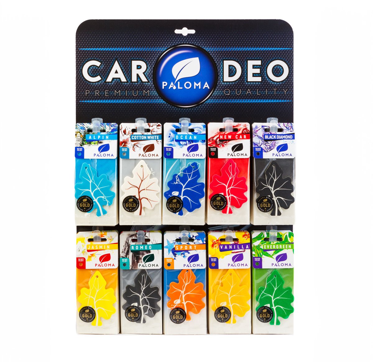 Paloma Gold Auto Luchtverfrisser Set – 60 Stuks – Diverse Geuren – Min. 2 Weken Geur – Assortiment Auto & Interieur [P03490N]