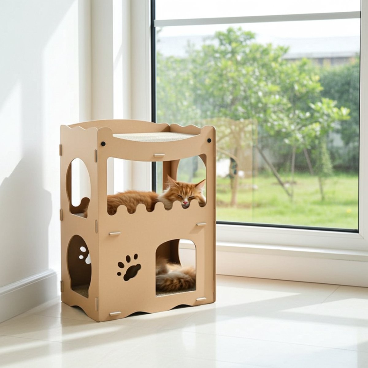 Kattenhuis - duurzaam speelhuis voor katten - karton krabmeubel katten - Afmetingen 53.5 x 31 x 70.5 cm — afbeelding 16