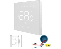 Wifi Inbouw Thermostaat | Touchscreen | Wifi | App bediening | Inbouw | Programmeerbaar | Tuya Smart Life | Wit