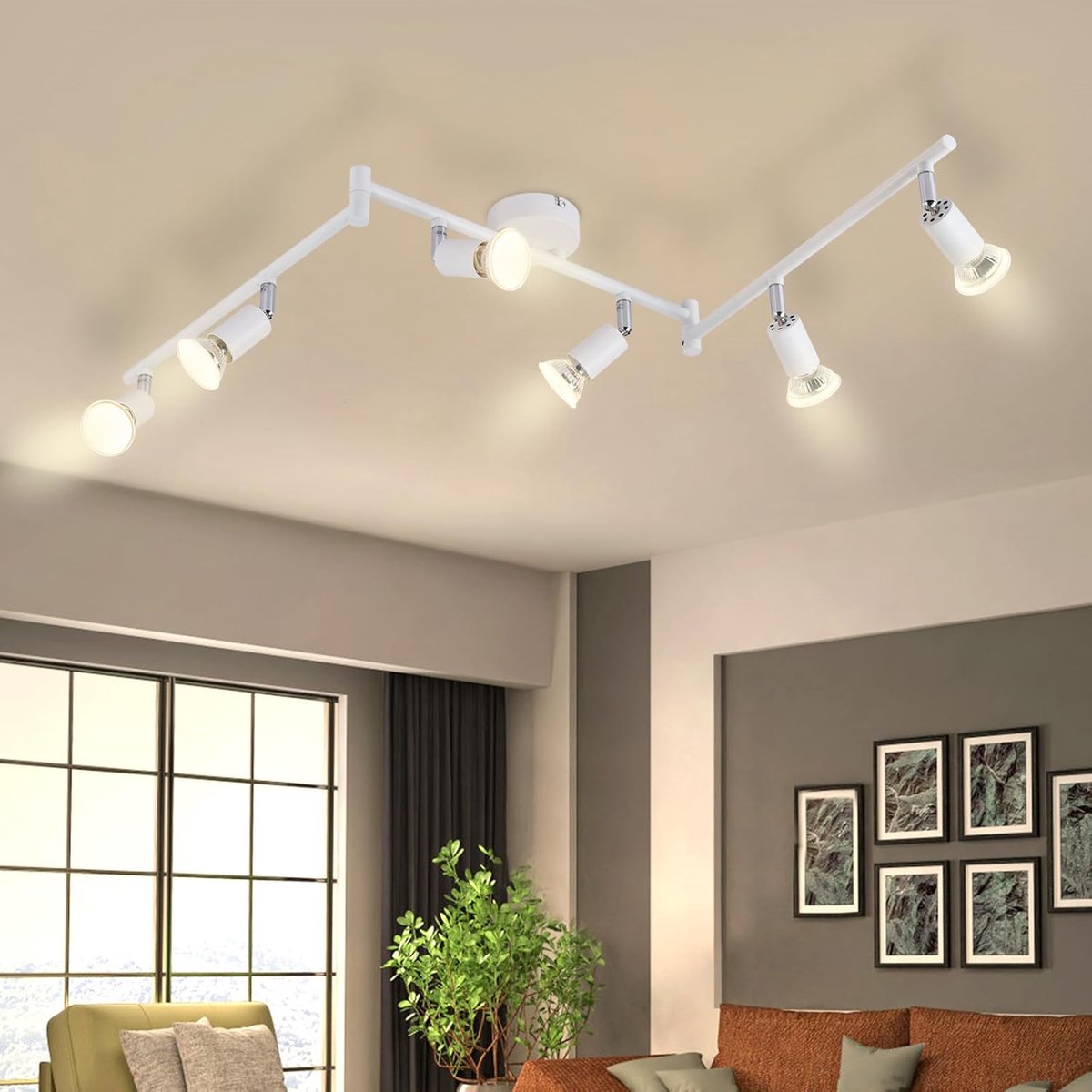Glitzerlife - Plafondspot Plafondlamp - 6xGU10 Draaibaar - LED 25W - Ø108cm - Modern Wit