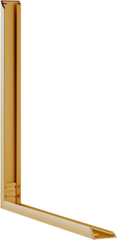 Gouden aluminium profiel van een fotolijst, gedetailleerd profiel.
