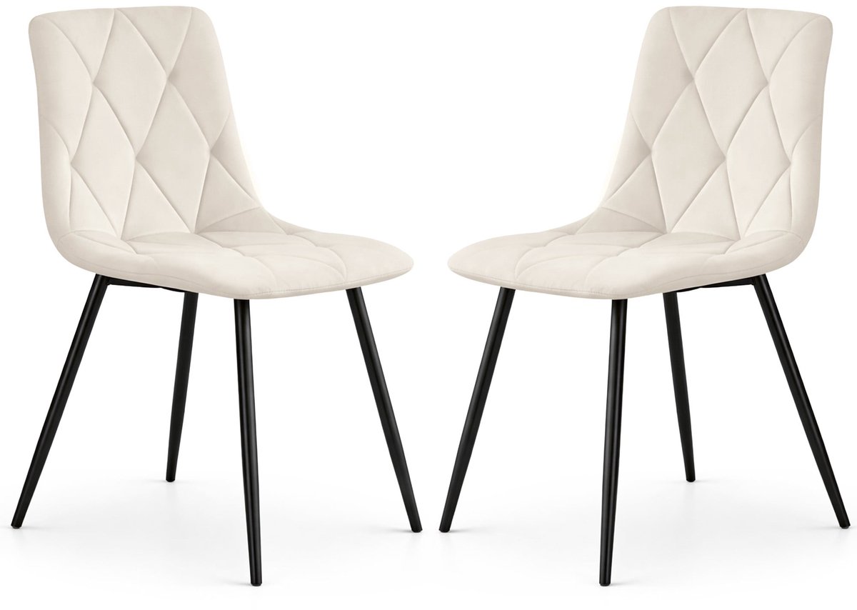Set van 2 Eetkamerstoelen MILO / Gestoffeerde Stoelen / Fluwelen Stoelen en Metalen Poten