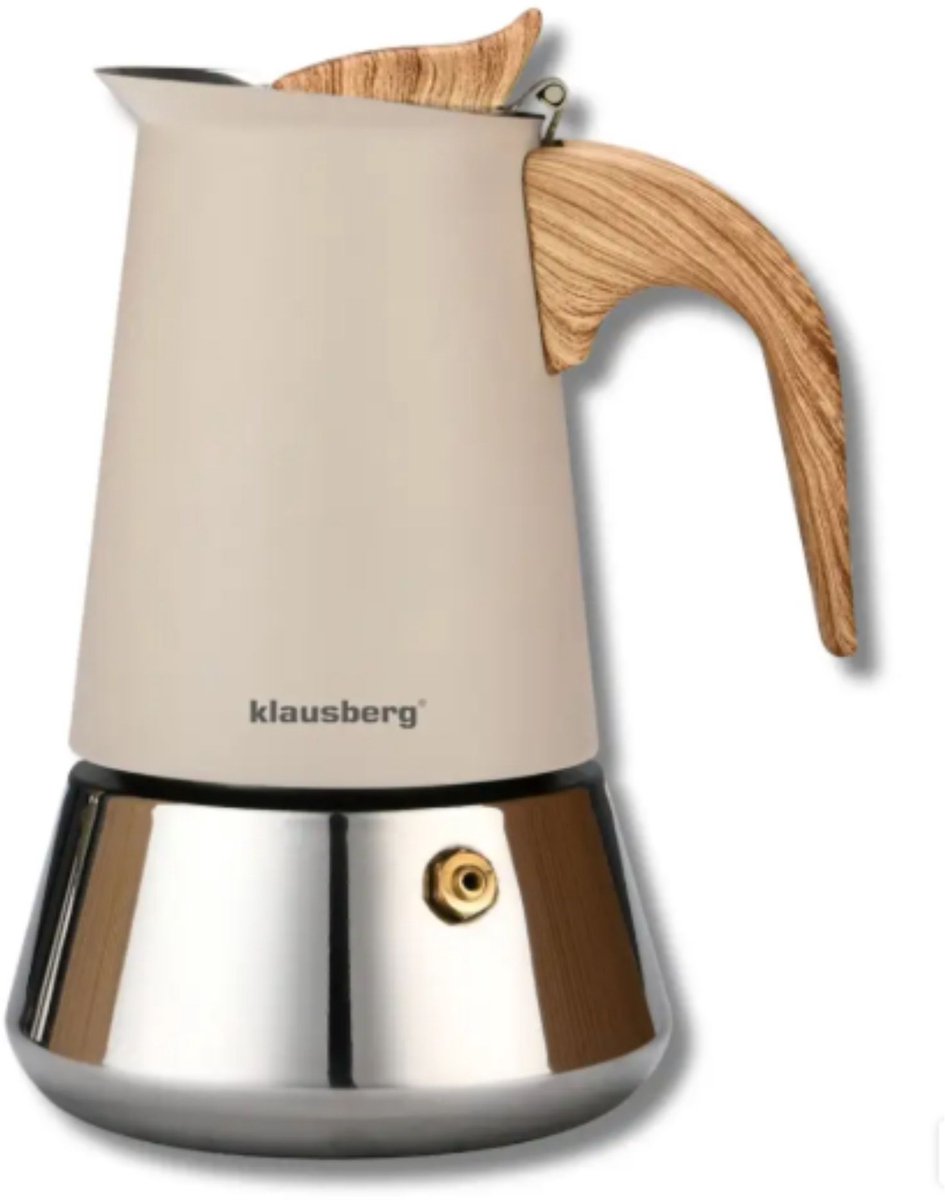 Klausberg Espresso Koffiemaker - 200 ml Inductie – RVS – KB-7994 Beige