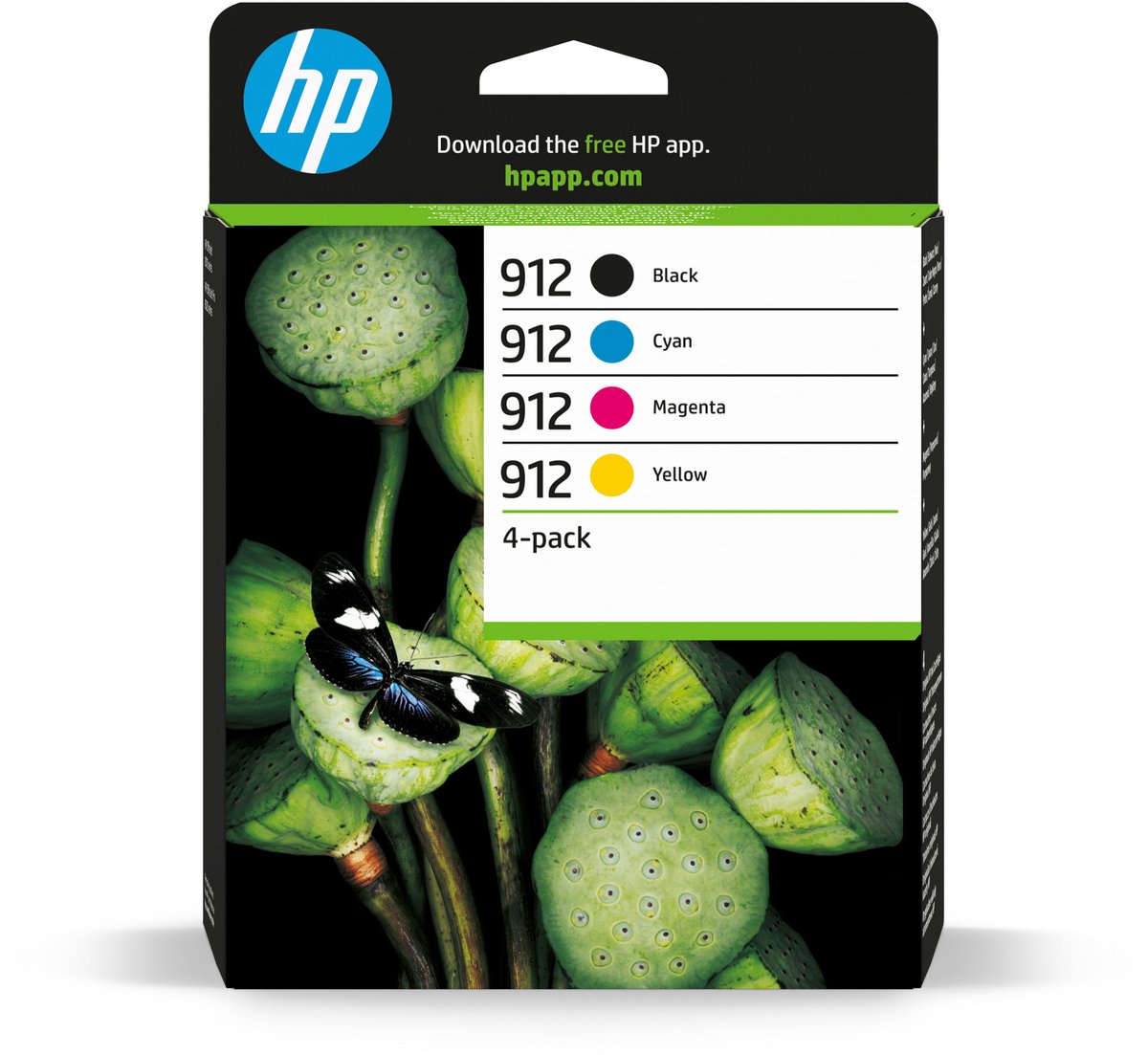 HP 912 4-pack originele inktcartridges, cyaan/magenta/geel