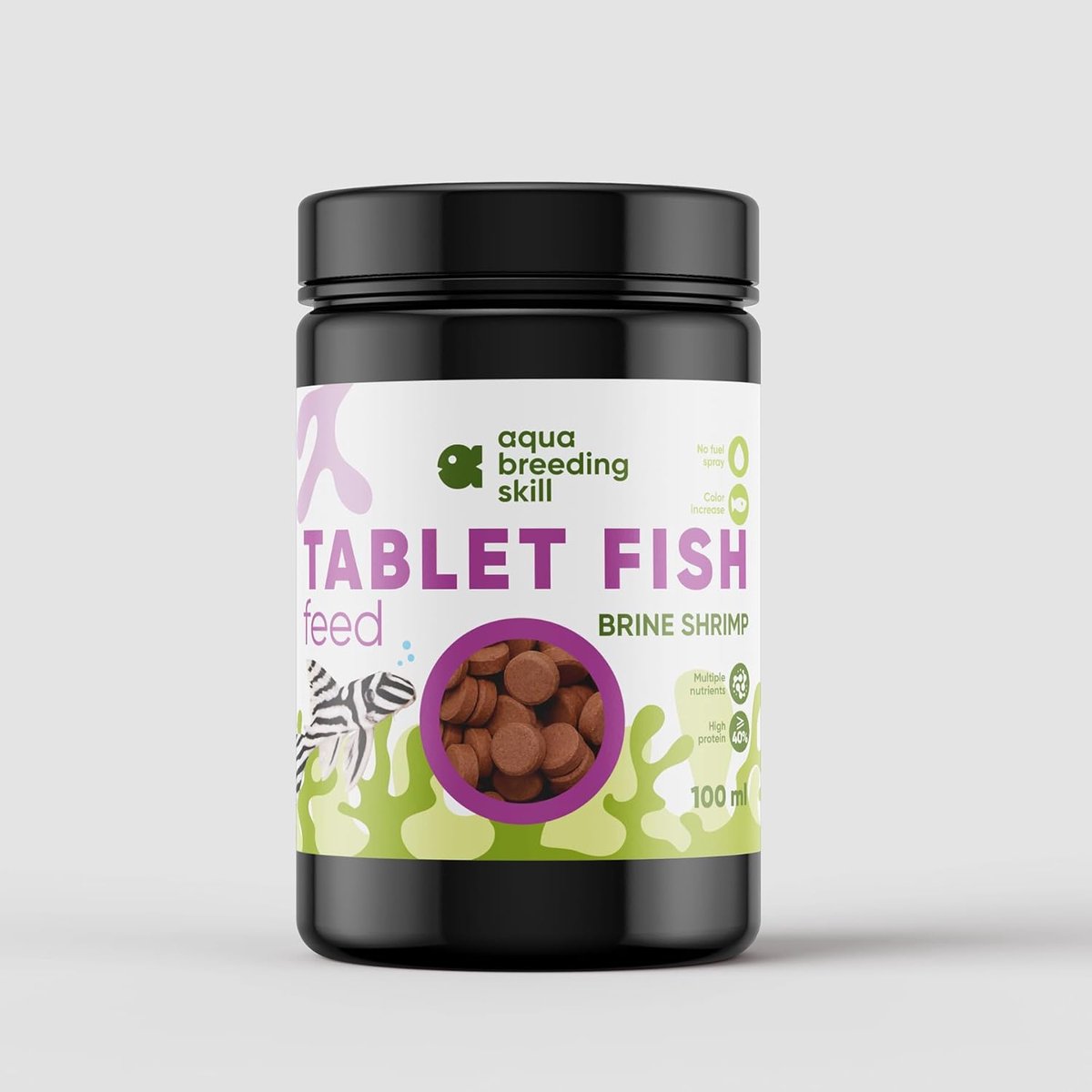 AquaBreedingSkill Visvoer - 100 ml - Aquariumtabletten voor bodembewoners - Voedertabletten voor garnalen, meervallen en slakken - Bodemvoer voor het aquarium