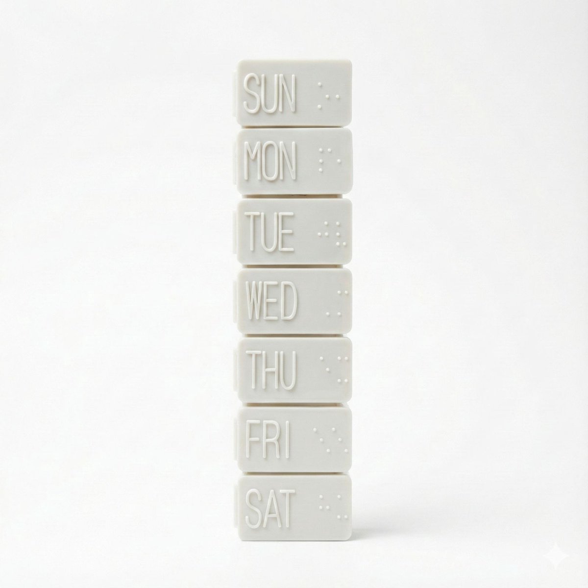 My7days Medicijndoosje 7 Dagen met Braille – Weekpillendoos met Dagindeling – Pillendoos 1 Week – Wit