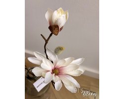 Let's Bloøm| Magnolia Kunst tak | Zijden tak | Wit | Paars | 48 cm | Set van 3 Takken | Decoratieve Bloemen | Kunstbloemen | Voorjaar | Lente | Zijdebloemen