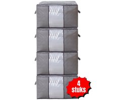 Hoogwaardige Opbergtas voor Kleding - 4 Stuks - Grijs - Organizer voor Dekbed - Opbergzak - Opbergers voor Seizoenskleding - Zakken om ruimte te besparen - Opslag voor Dekbed