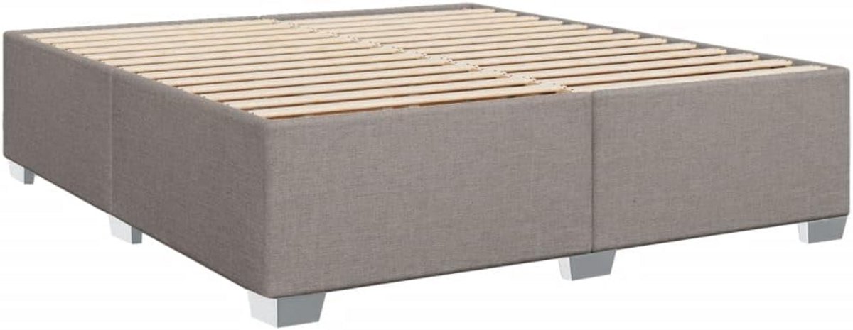 Comfortabel 2-persoons Bedframe 200x200 cm Taupe Stof met Lattenbodem
