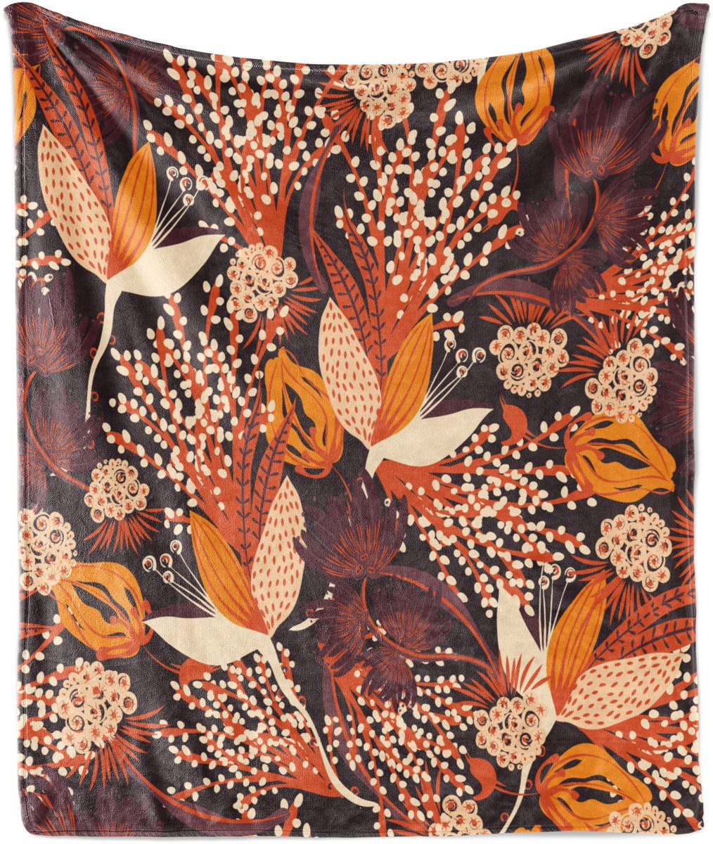 ABAKUHAUS Herfstdeken van zacht flanellen fleece, herfstbloemen, knusse pluche plaid, 125 x 175 cm, veelkleurig