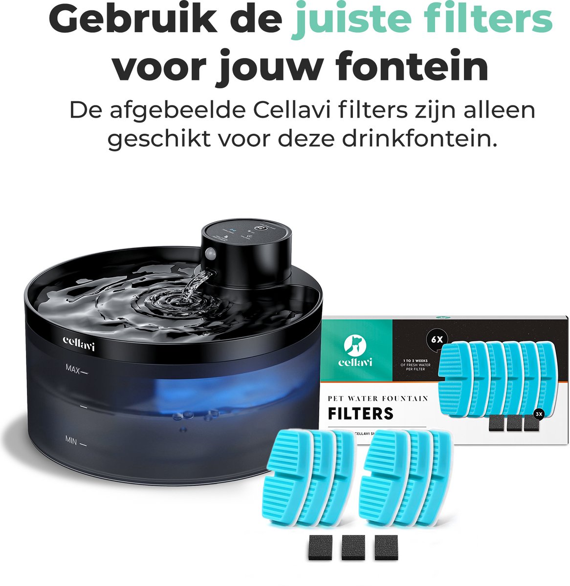 Cellavi R2A - Draadloze Drinkfontein Kat met Sensor - Waterfontein Katten & Honden - Kattenfontein Draadloos - 5200mAh Batterij - Fluisterstil - 3.2L thumbnail 2