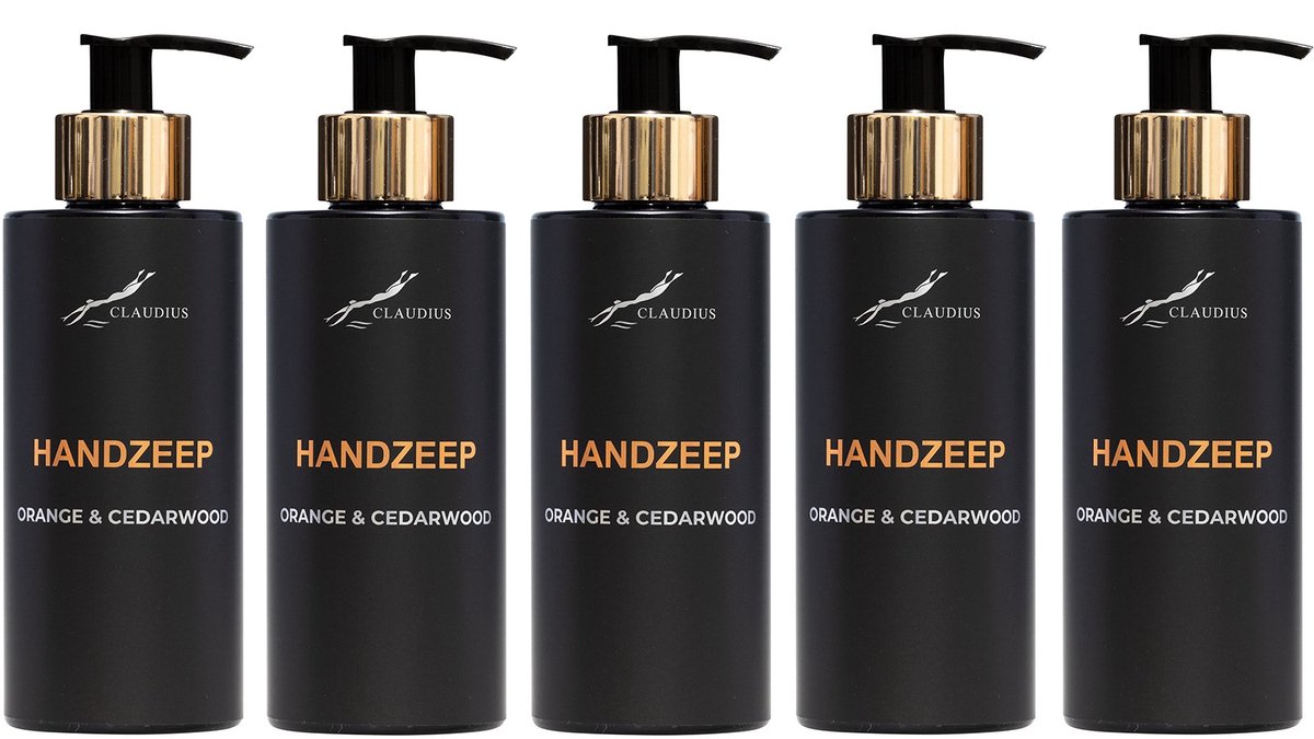 Handzeep Sweet Orange & Cedarwood 300 ml - gouden pomp - 5 stuks