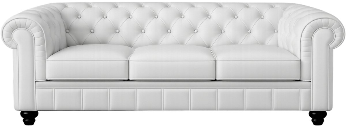 Chesterfield Bank - 3 Zits - Wit - Leer - Sofa