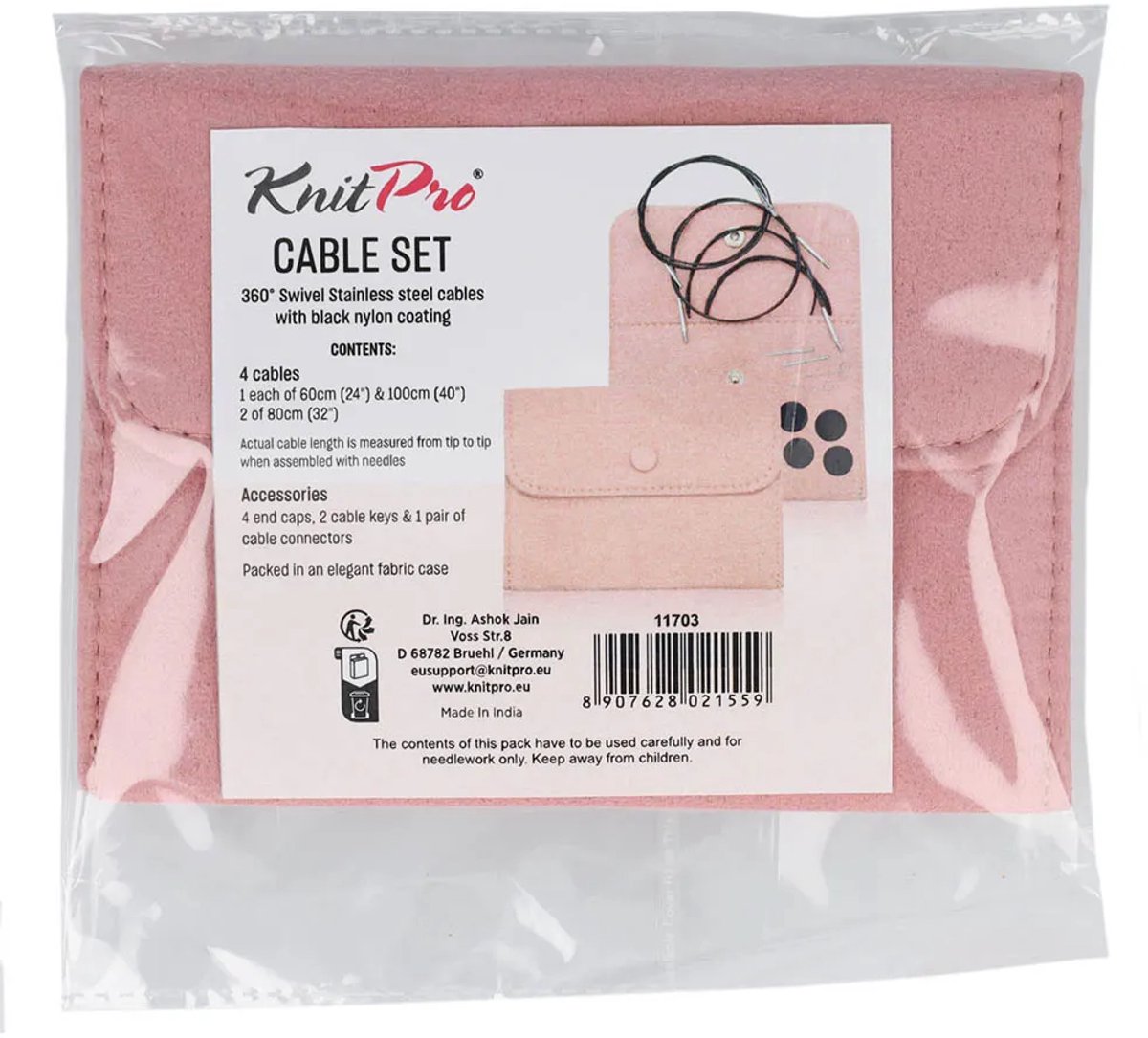 Knitpro Kabelset 360* Swivel Aluminium kabels