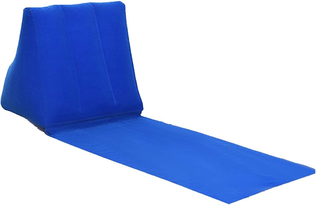 Famanu – Opblaasbaar rugkussen - draagbaar - strandligstoel - wigvormige ligstoel - strandmat - opvouwbaar - waterdicht - stroomblokkerende rugleuningstoel voor buiten kamperen (donkerblauw)