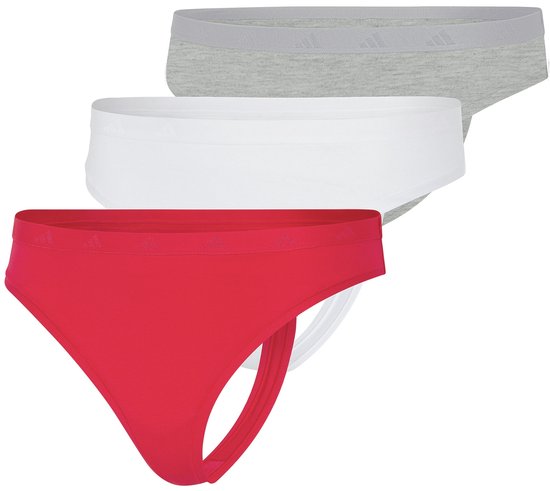 Adidas LOW RISE THONG (3PK) - Sport Active Essentials Cotton Slips – Slip Femme - gris, blanc, rouge