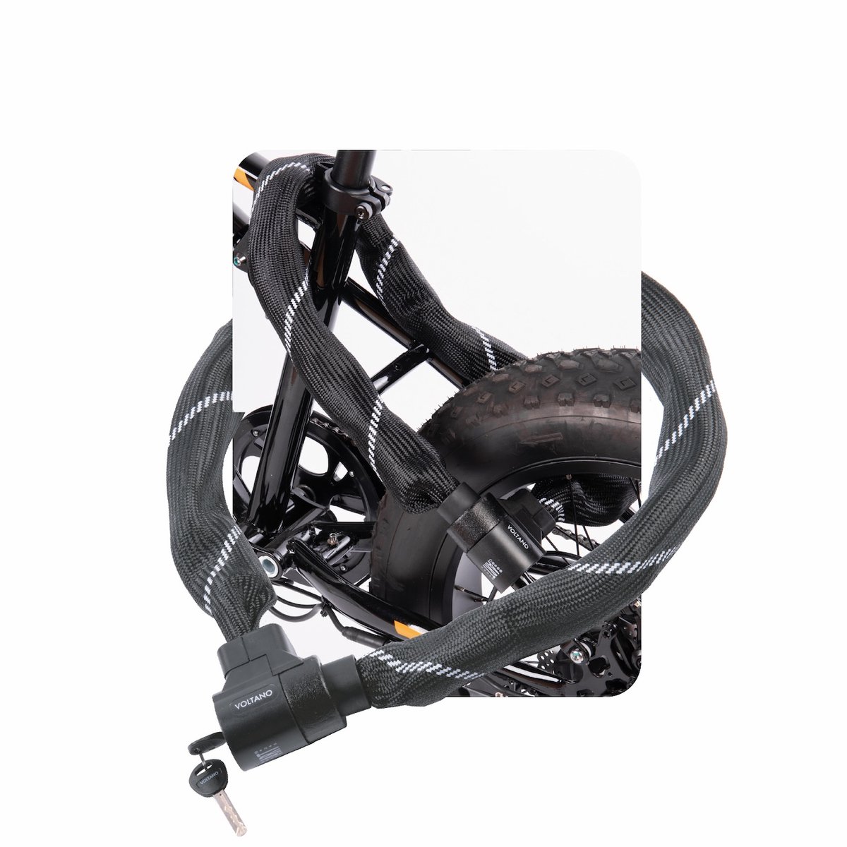 Voltano ART4 Kettingslot Solid - Zwart - 110 CM - Vaste Slotkop - Scooterslot / Motorslot / Fietsslot - Goedgekeurd Voor Verzekering