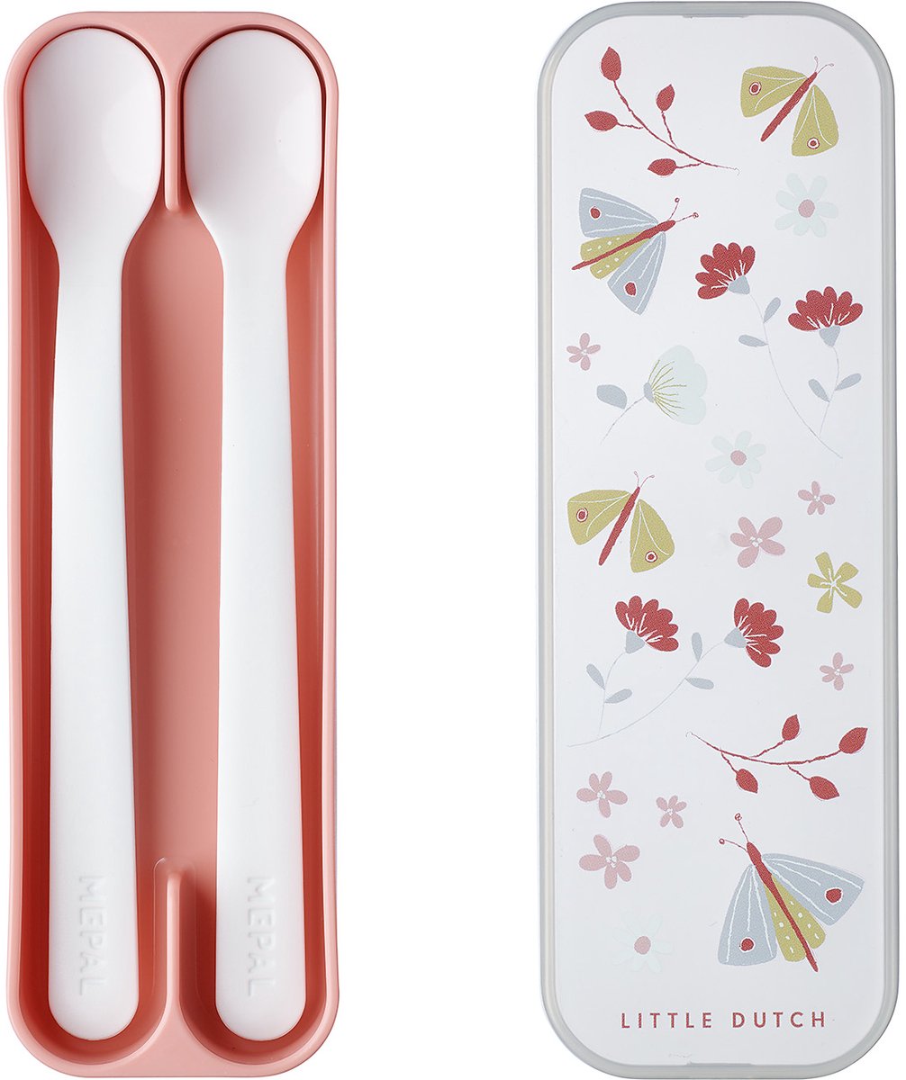 Mepal Mio babylepel – Set van 2 – Lange steel – Kinderservies – Flowers & Butterflies
