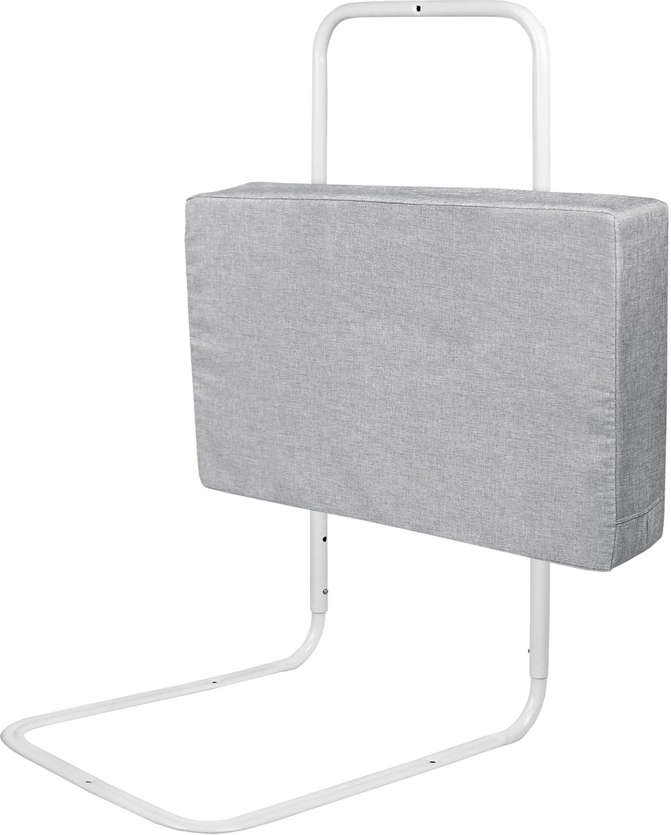 Babybedhekje van 60 cm met linnen softpack, in hoogte verstelbaar met 5 gaten, valbeveiliging, vrij koppelbare veiligheidshekjes, bedrandbeschermer voor kinderbedden en gezinsbedden (grijs) NAIZY