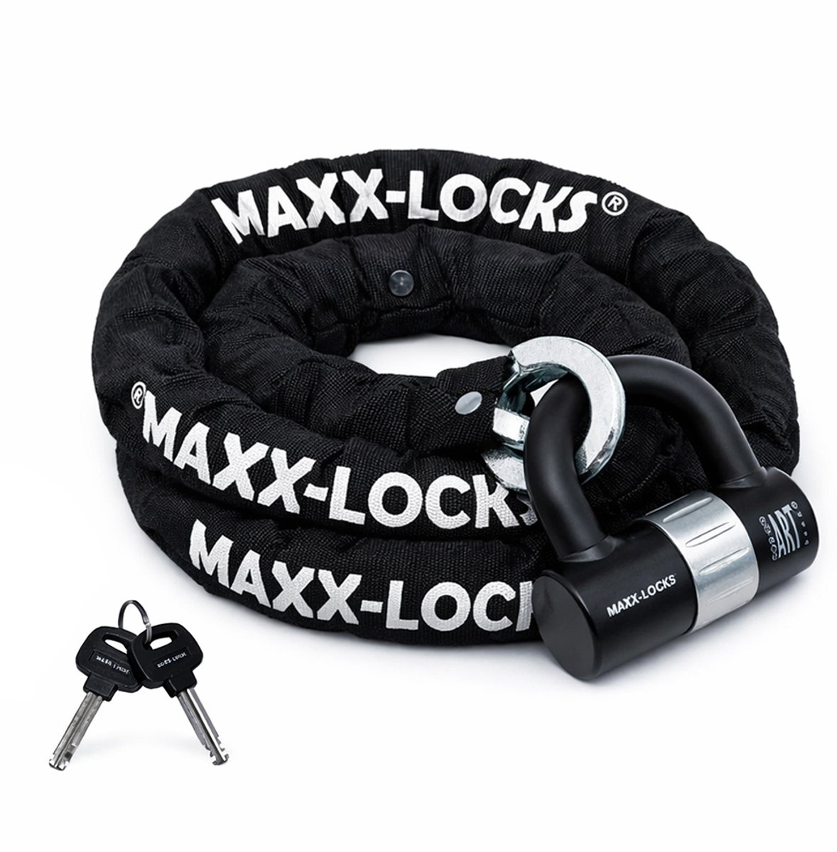 Maxx-Locks Naseby Art 3 Scooterslot / Brommerslot - Kettingslot + Loop - Gekeurd Slot voor Scooter en Brommer - Ketting met Gehard Stalen Schakels - 120 cm