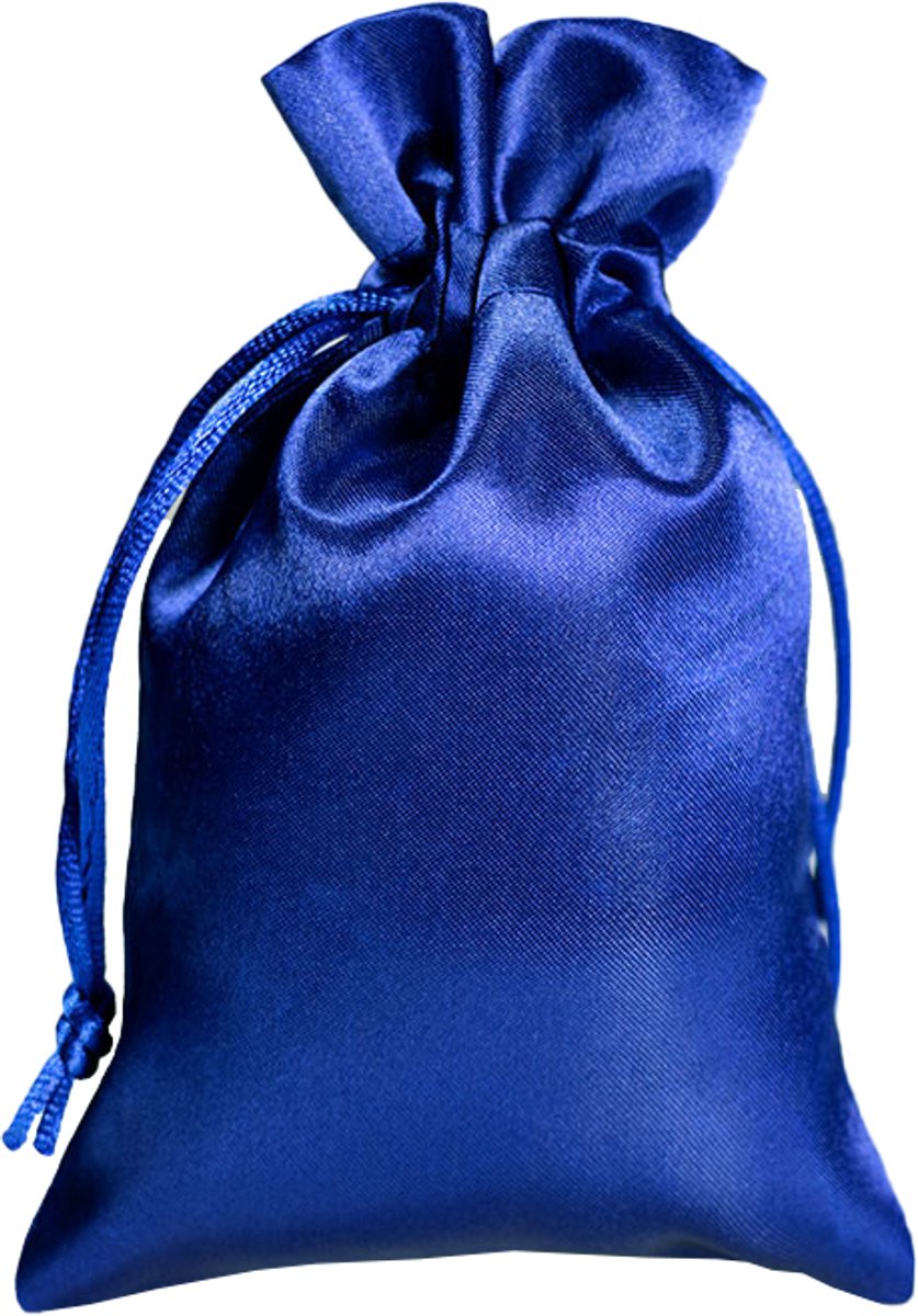 100 stuks Gerecyclede Satijnen Sieraden Zakjes | Kleur BLAUW | Maat 10x15cm