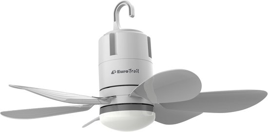 Oplaadbare plafondventilator met lamp, afneembare bladen, afstandsbediening, ventilatie en verlichting, compact