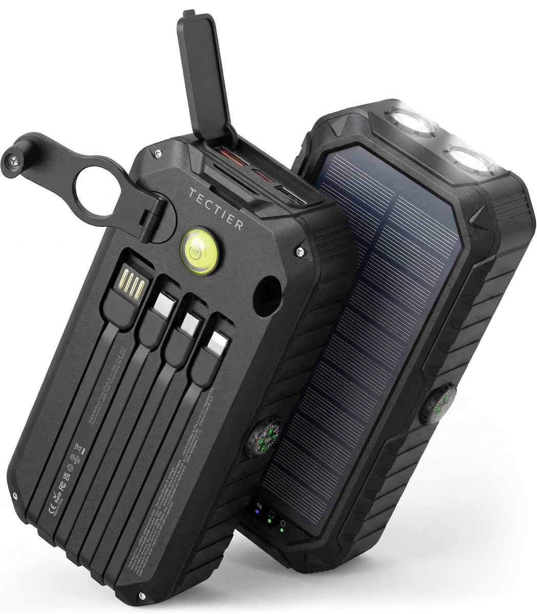 Powerbank Solar 20000 mAh met Handdynamo - Powerbank - €49,95