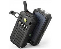 Tectier Solar Powerbank Zonneenergie 20000 mAh - Noodpakket - Zwart