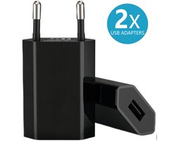 USB adapter - 2 stuks - Oplaad adapter - Zwart - USB stekker - Reisstekker - Opladen Blokje - Wereldstekker