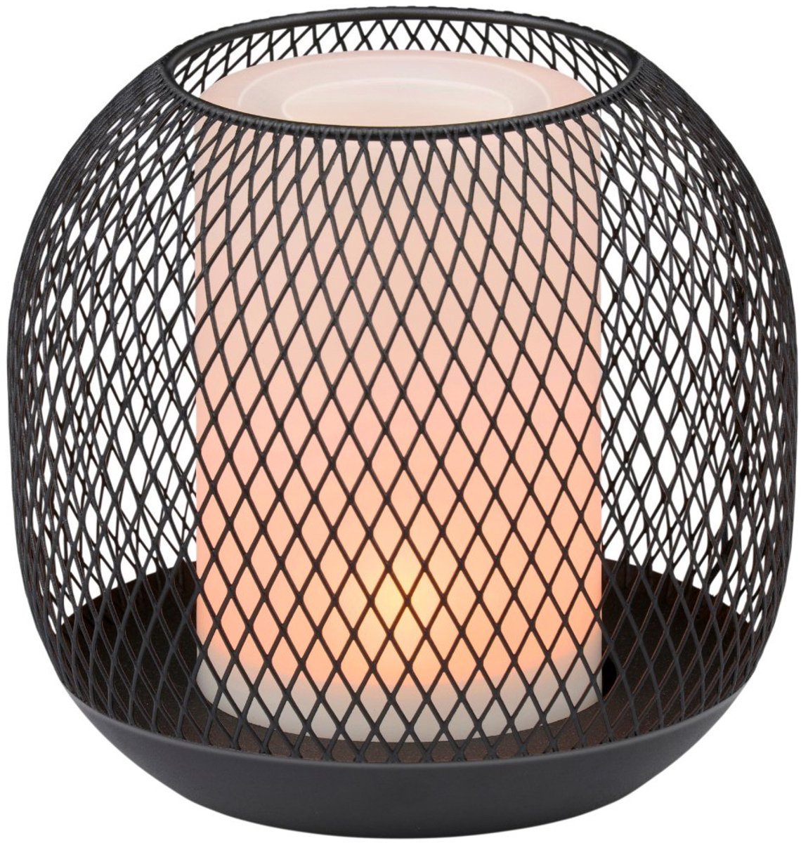 Grundig Solar Tafellamp - Zwarte Metalen Lantaarn - IP44 Weerbestendig - Ø13x14 cm