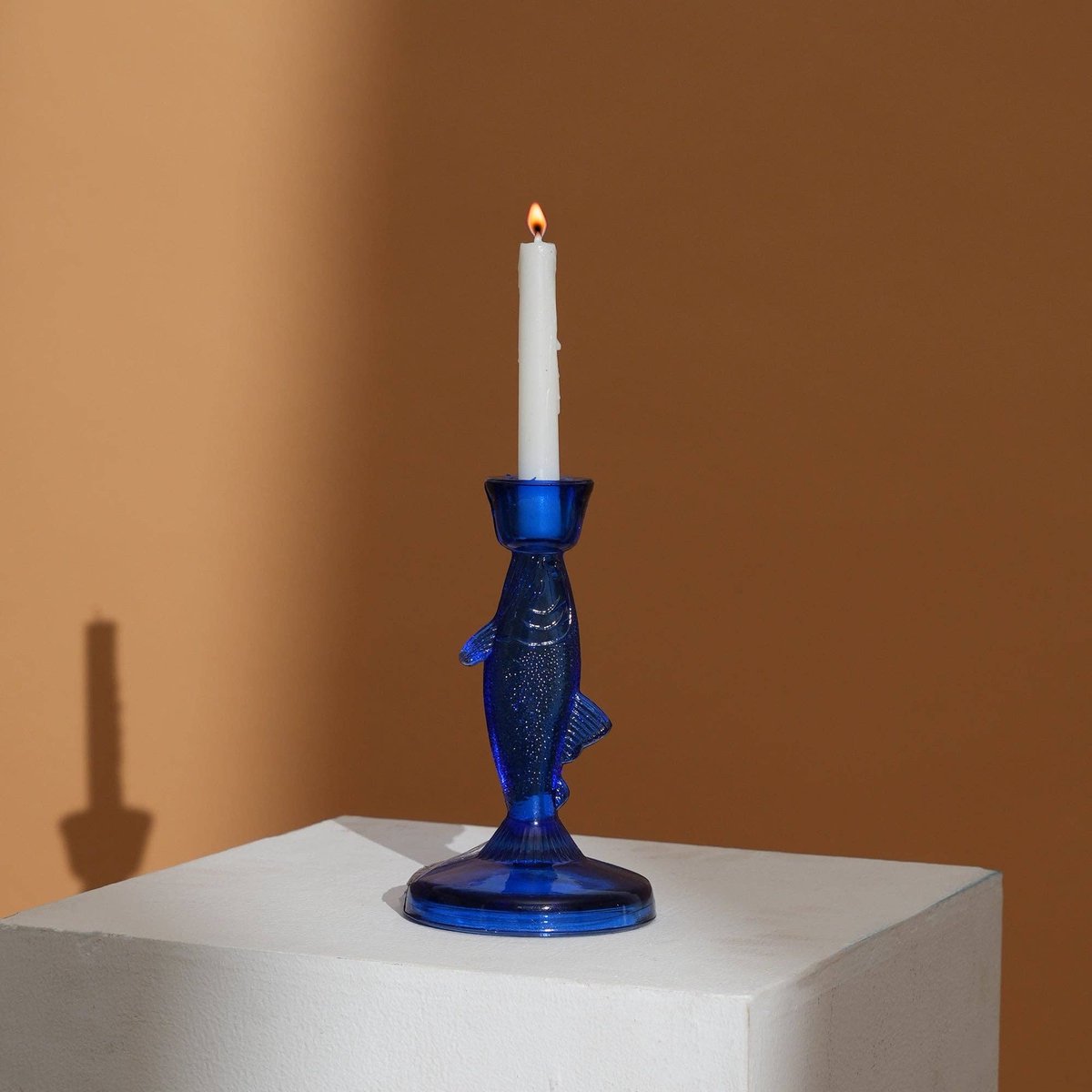 Fish Candle Holder in Royal Blue -Ocean Coastal Decor Accent